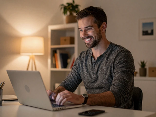 American man on a video call at home illustrating how to connect with Slavic women through online dating