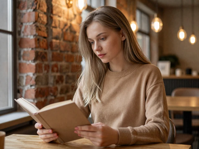 Belarusian woman reading at a cozy cafe in Minsk - Belarusian singles value education and genuine conversation