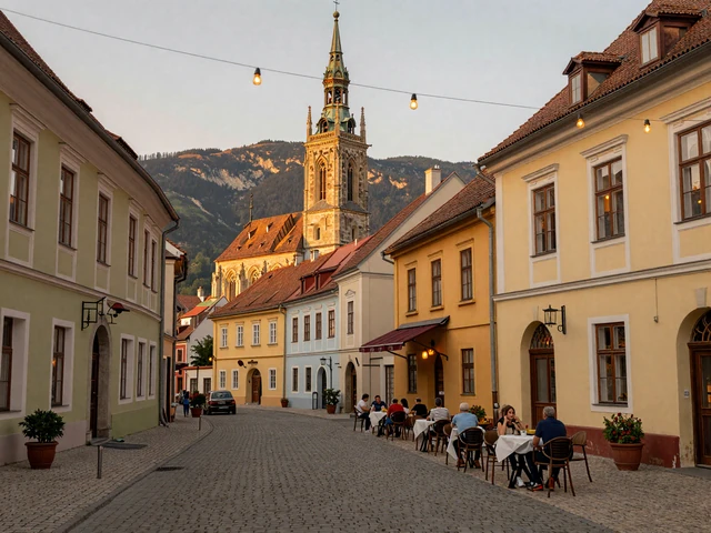 Romantic cobblestone street in Brasov Romania with medieval Transylvanian architecture - ideal city for meeting Romanian women